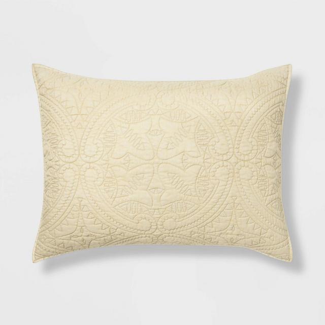 Standard Medallion Stitch Quilt Quilt Sham Tan - Opalhouse™