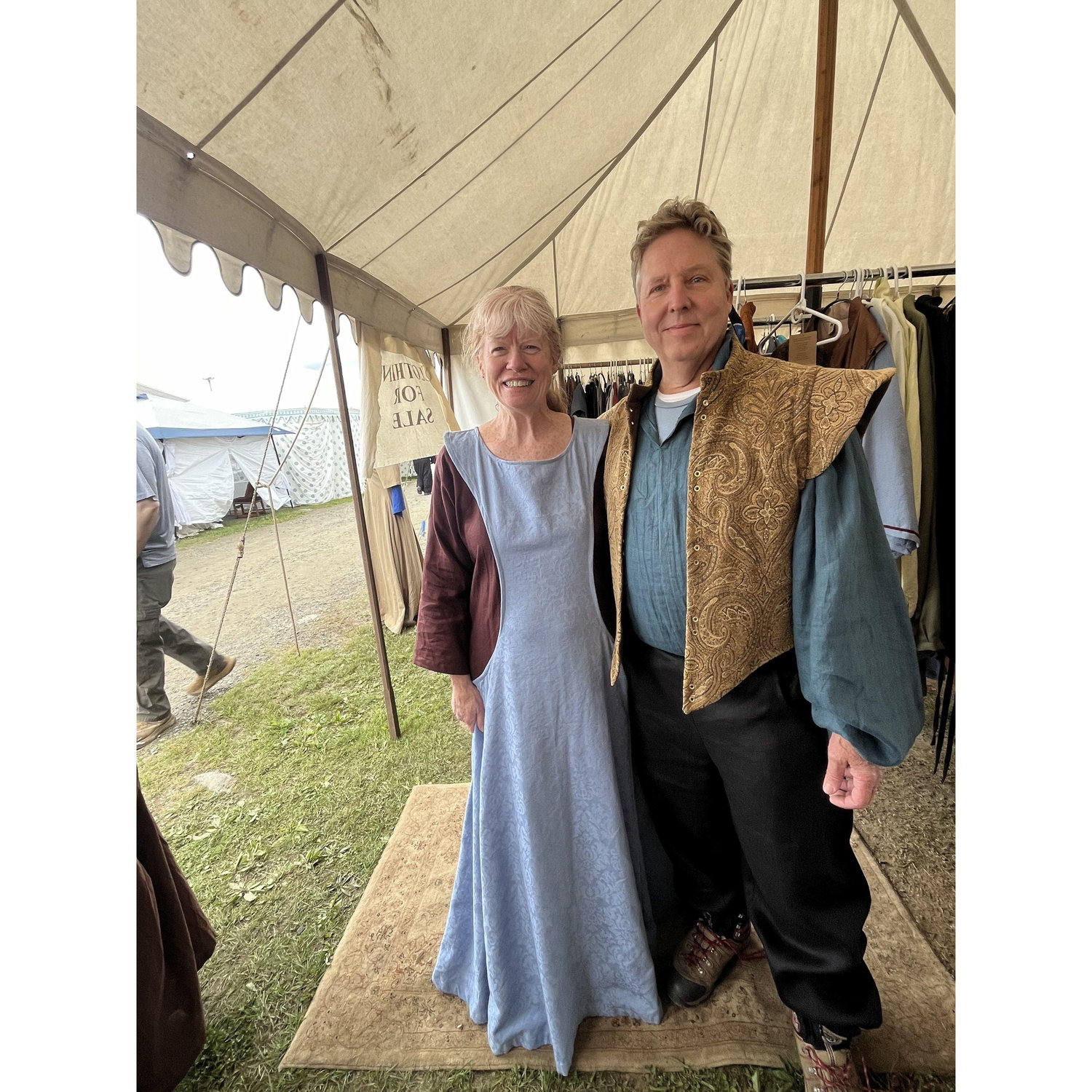 Andy and Sue at Robinhood's Renaissance Fair trying on some attire!