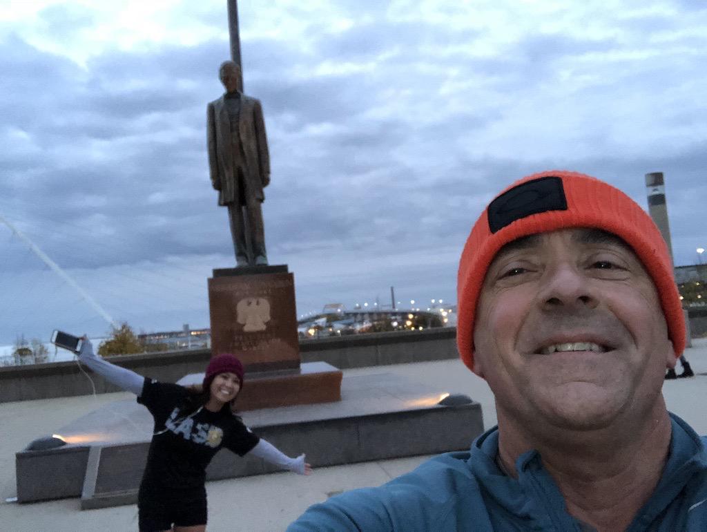 Running along Lake Michigan through the frozen tundra of Milwaukee Wisconsin