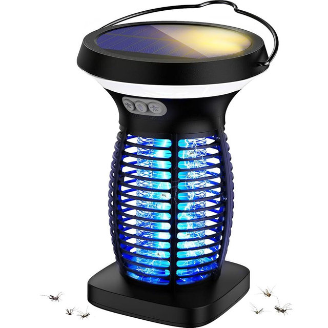 OnBeam Solar Bug Zapper Outdoor, Mosquito Zapper Outdoor Waterproof Electric Rechargeable Fly Zapper with Solar Panel, 4200V Fly Trap Indoor for Home Backyard, Patio, Garden, Camping