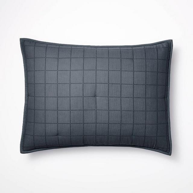 Standard Grid Stitch Cotton Quilt Sham Blue/Navy - Threshold™ designed with Studio McGee