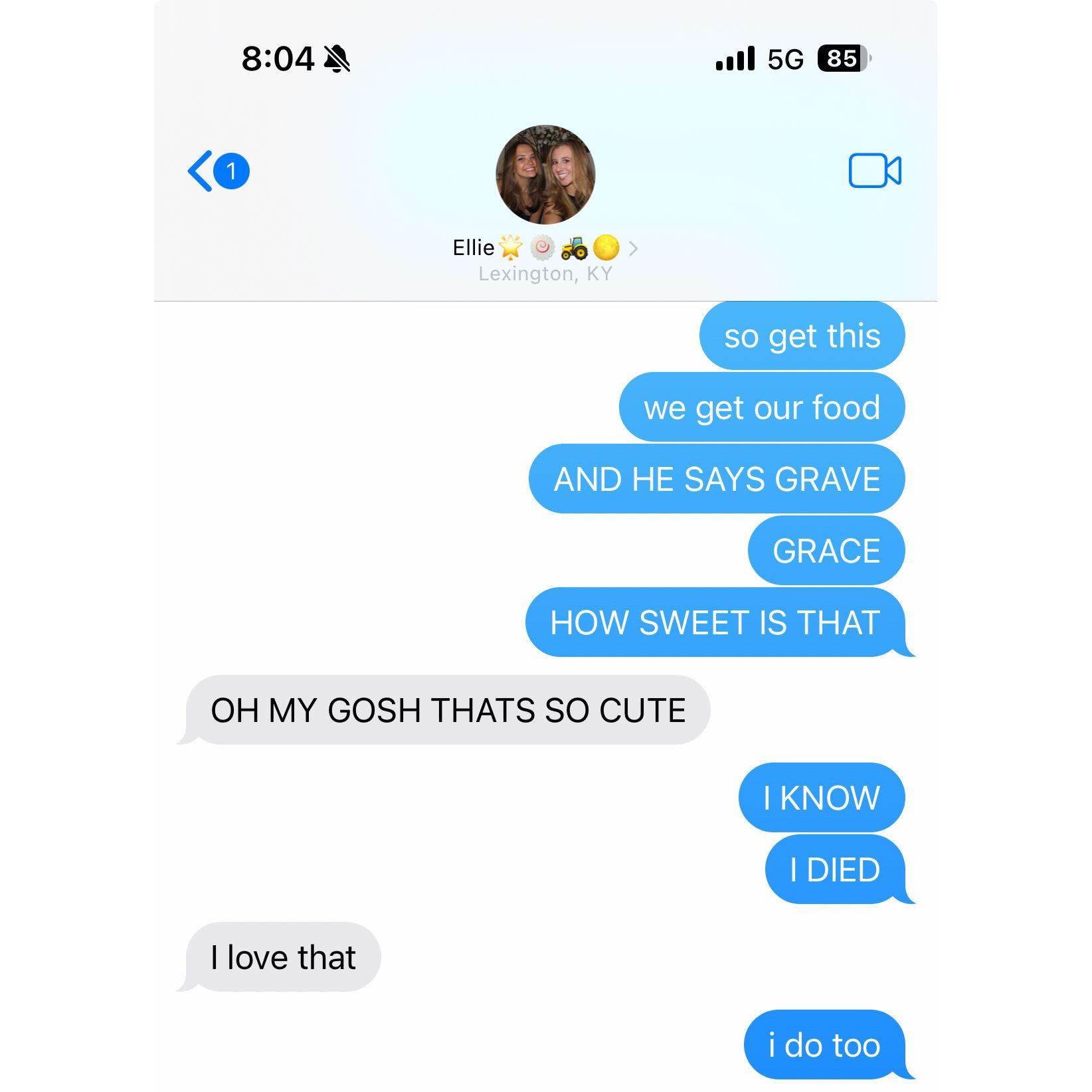 Sam's text to her best friend (and maid of honor) after her first date with Hunter
