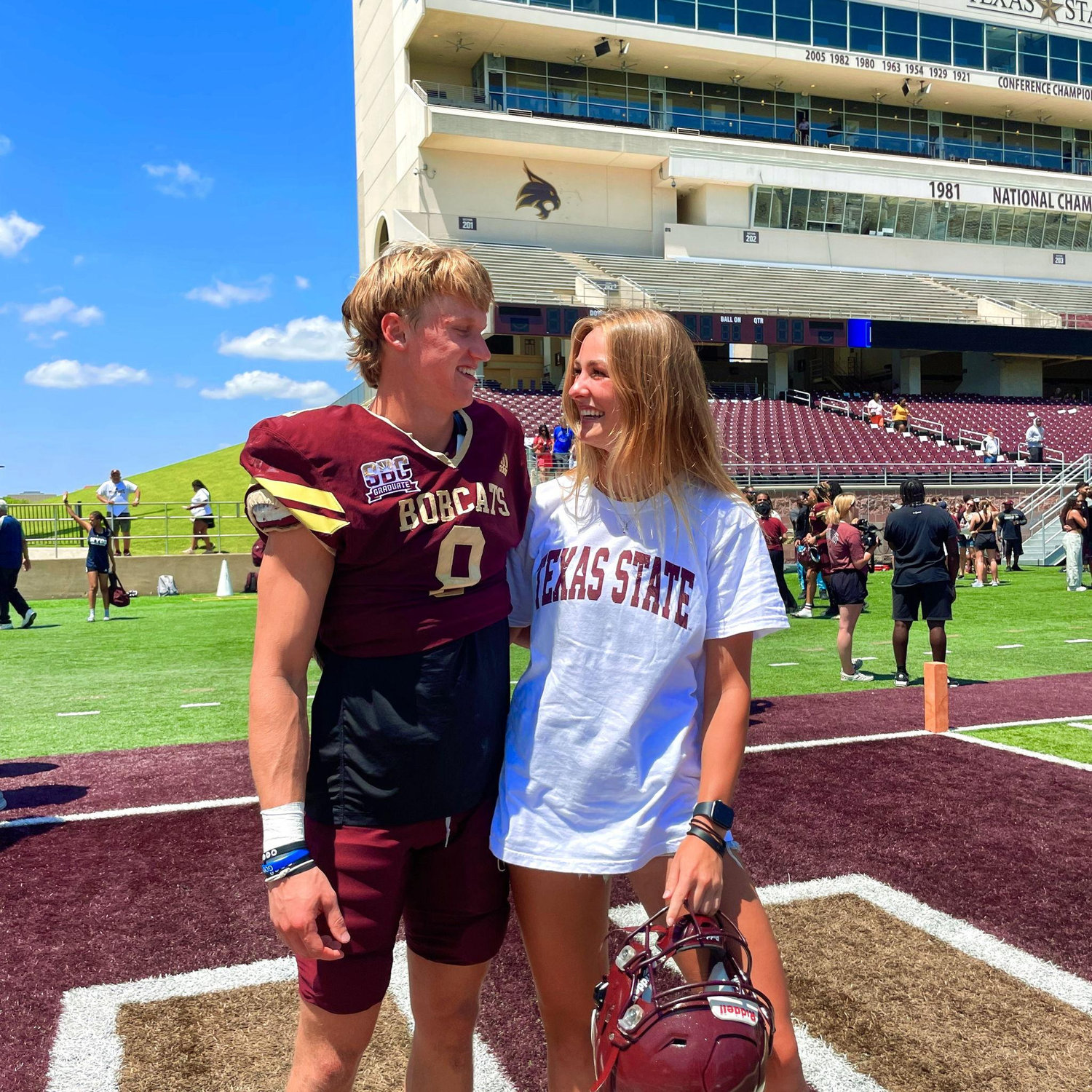Drew’s first home game at his new school! Go TXST