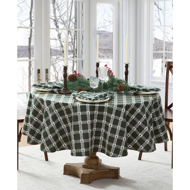 Elrene Sherwood Tree Dobby Cotton Round Tablecloth, 70"x 70"