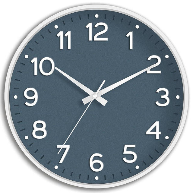 Roymnie Wall Clock 12 Inch Silent Wall Clocks Battery Operated- Modern Non Ticking Analog Clock Decorative for Living Room Bedroom Office Kitchen(Azure Blue)