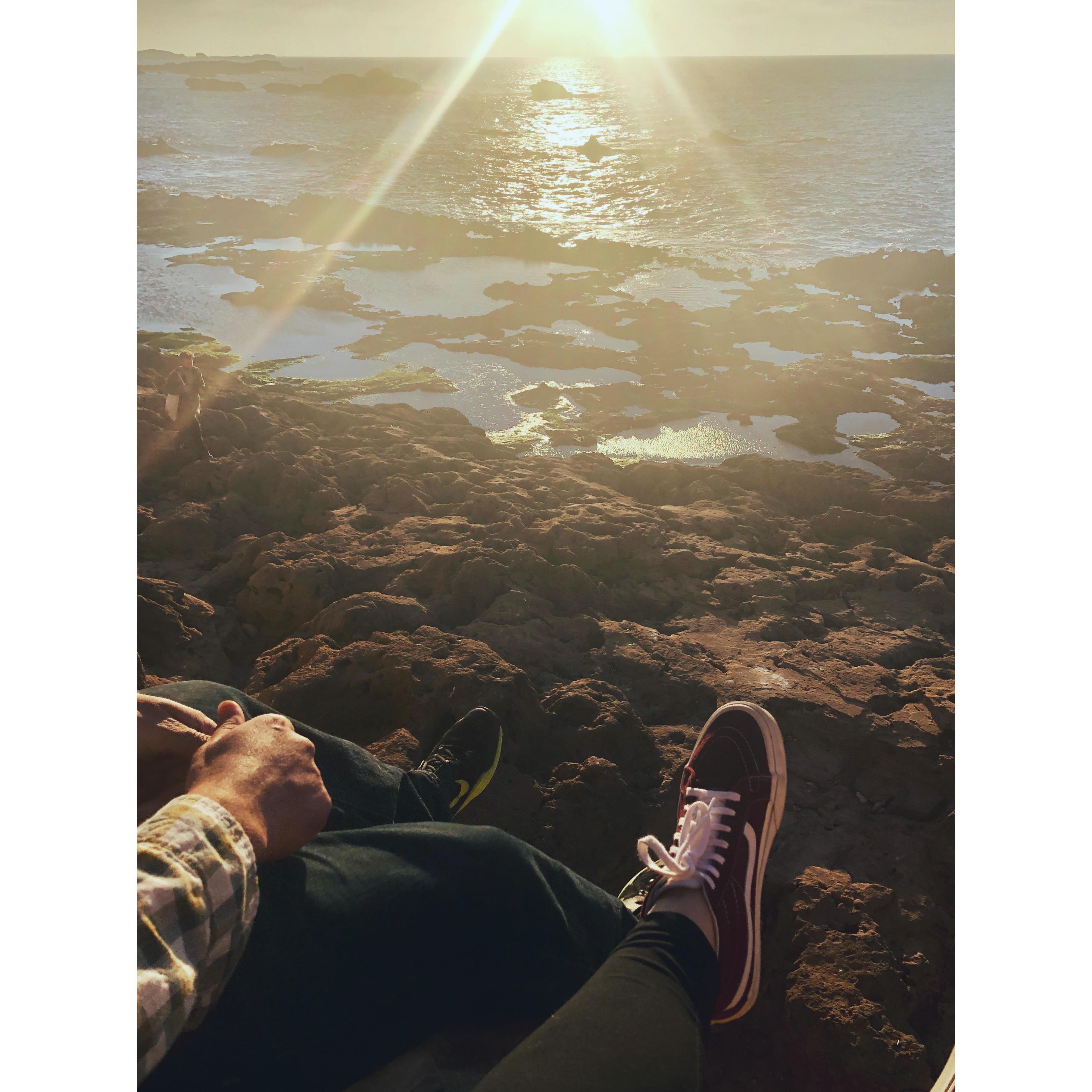 Watching the sunset over the Atlantic Ocean in Morocco