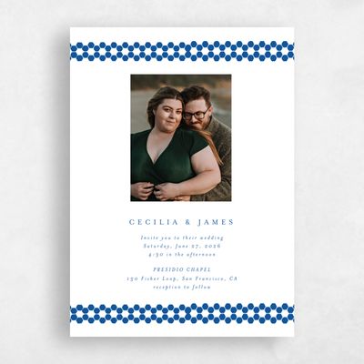 Cobalt Pattern 2, Blue Wedding Invitation - Clover Photo