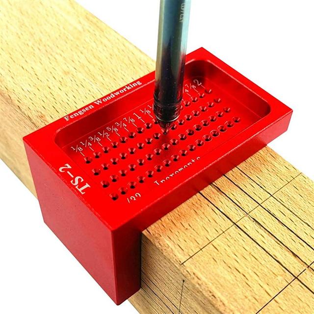 Rojuicy Carpenter T-type Ruler Hole Measuring Tool Scriber Ruler Woodworking Tool Right Angle Ruler (Red)