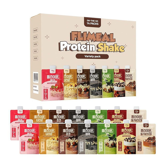 Flimeal Variety Pack Protein Shake, 20g+ Protein, Low Sugar, Keto-Friendly Meal Replacement Shake, With Crunchy Protein Balls (14 Servings, Variety)