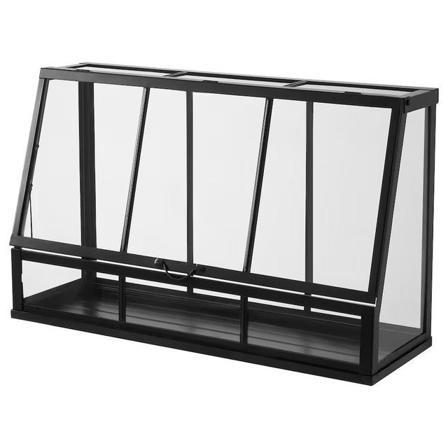 AKERBAR Greenhouse for Indoor Outdoor, Metal Frame with Glass Panels, Slanted Top Design (Anthracite, 25 ½)