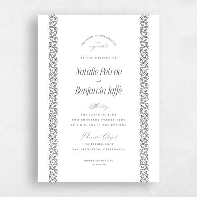 White Wedding Invitation - Sorsha Portrait