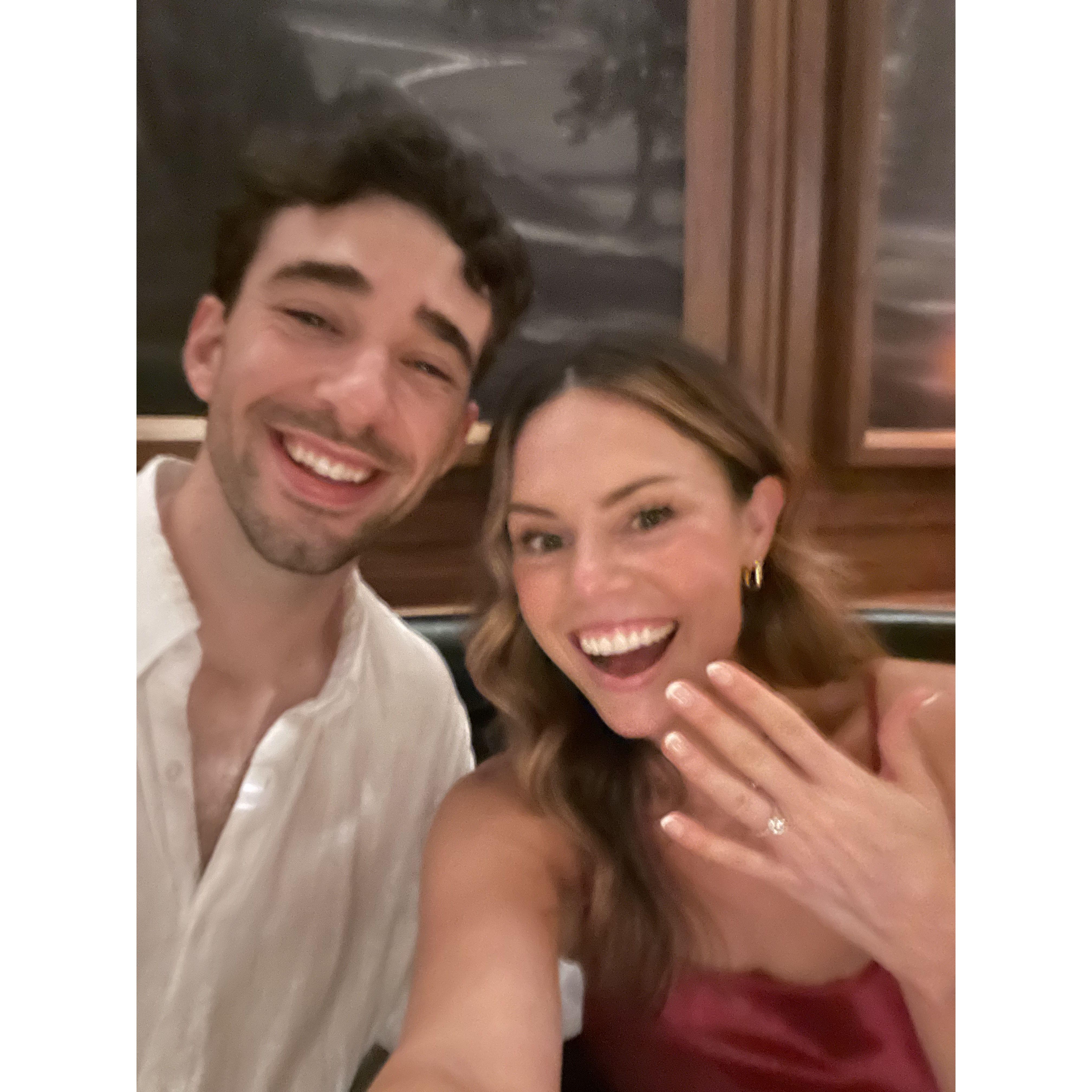 The night we got engaged. We sat at a fancy hotel bar in Downtown Toronto afterwards and called our families to share the news!