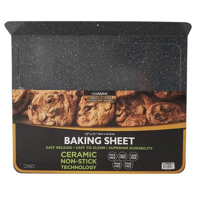 casaWare Toaster Oven 12 x 11-Inch Baking Sheet with a 1.5-Inch Handle (Silver Granite)