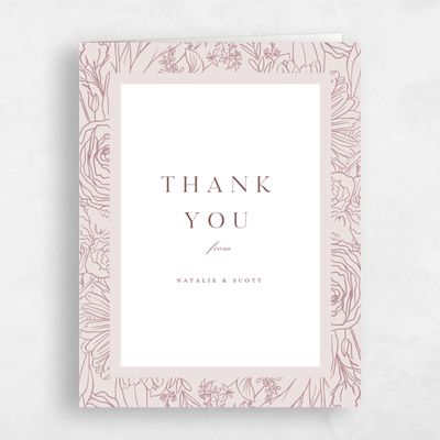 Dusty Rose, Pink Wedding Thank You - Corentine Portrait