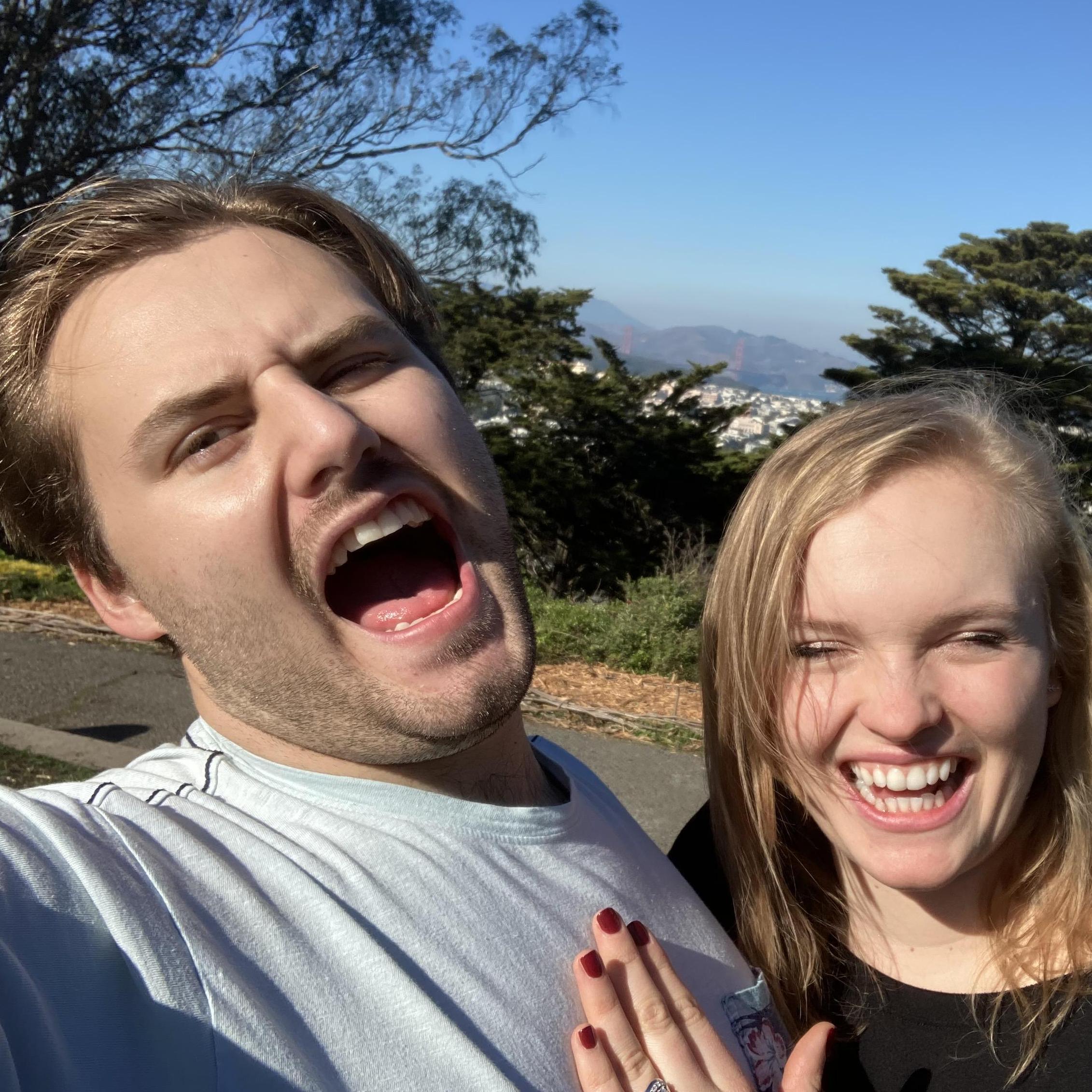 11.28.20 The day Gabe asked me to marry him! He took me on a day trip to San Francisco at we hiked up to Buena Vista Park, we took in the view, ate sandwiches, and he pulled out the ring!
