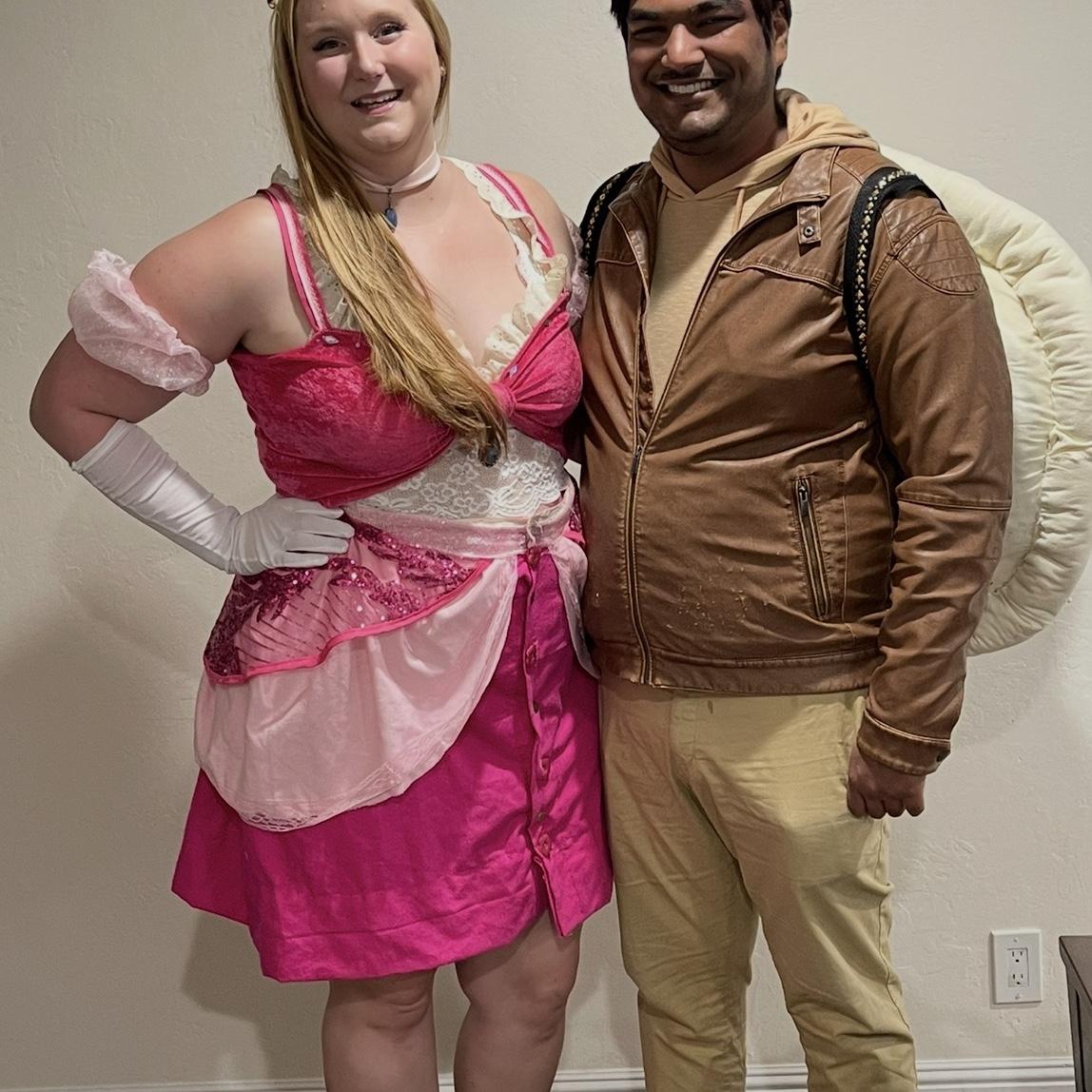 Halloween 2023 as Princess Peach and Bowser