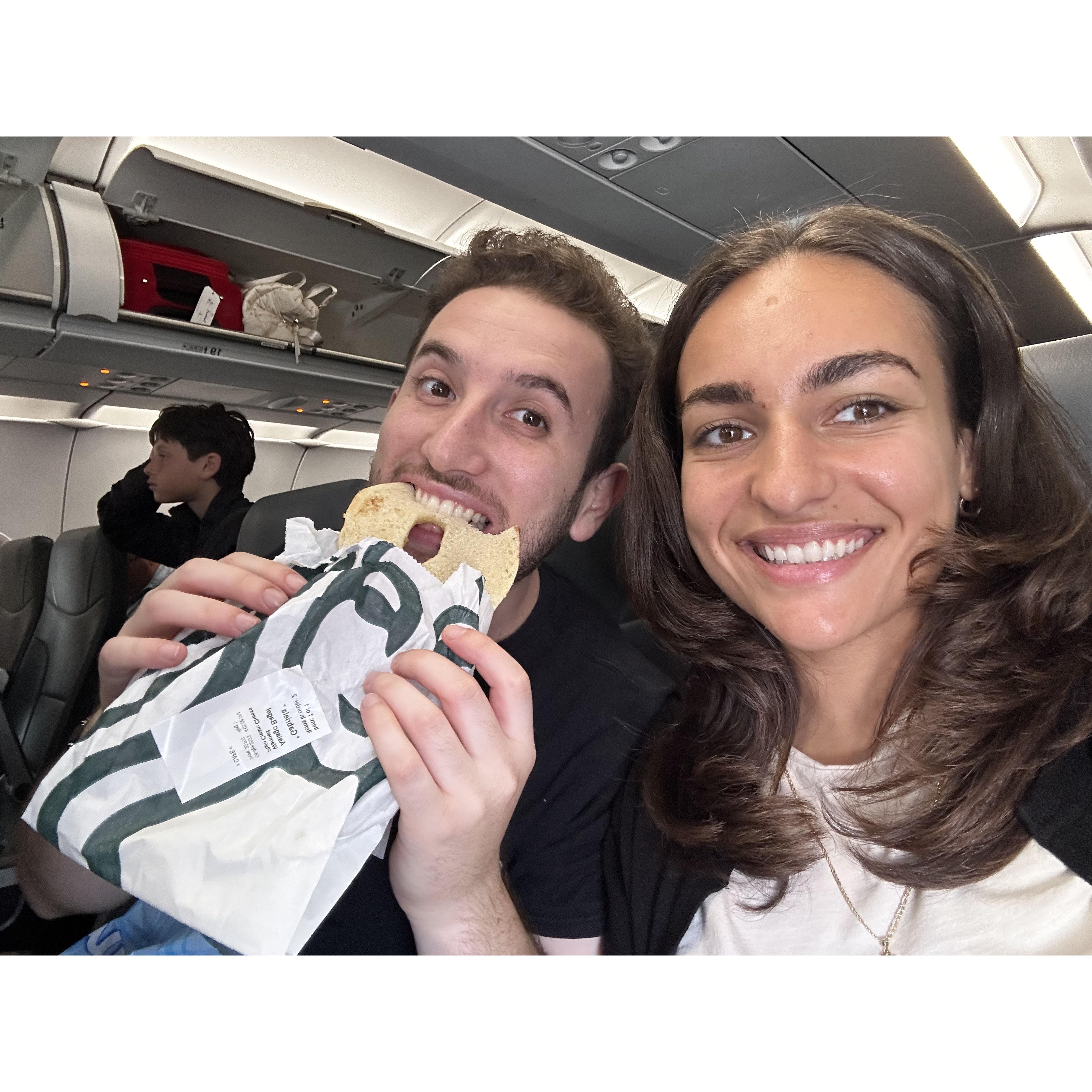 One of the many flights we've taken together! Snacks always gone before takeoff