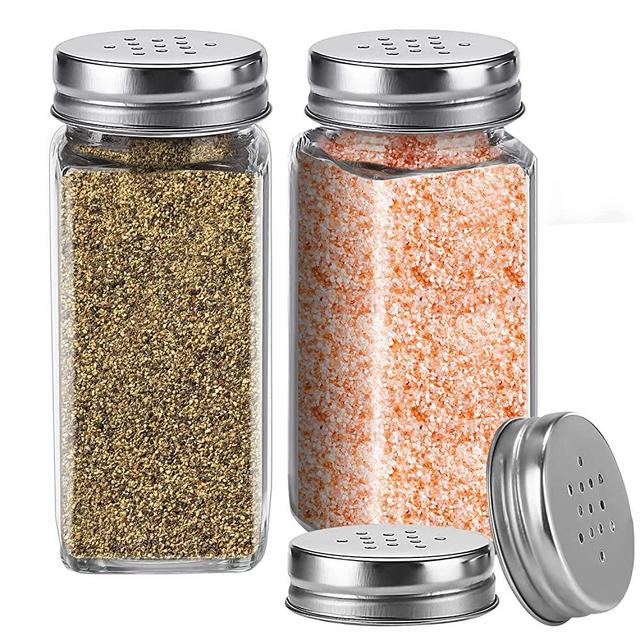 Glass Salt and Pepper Shakers Set Large,DWTS Farmhouse Salt and Pepper Shakers Cute with Stainless Steel Lid-Large Spice Jars,Clear to Know When to Fill,Cute Farmhouse Kitchen