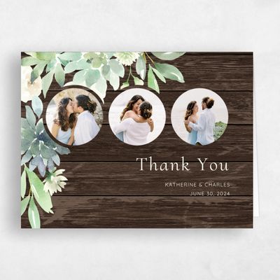 Dark Wood, Brown Wedding Thank You - Cricket Photo