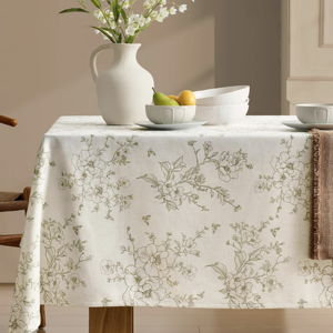 Tablecloths - Green on Cream; 55"x120"