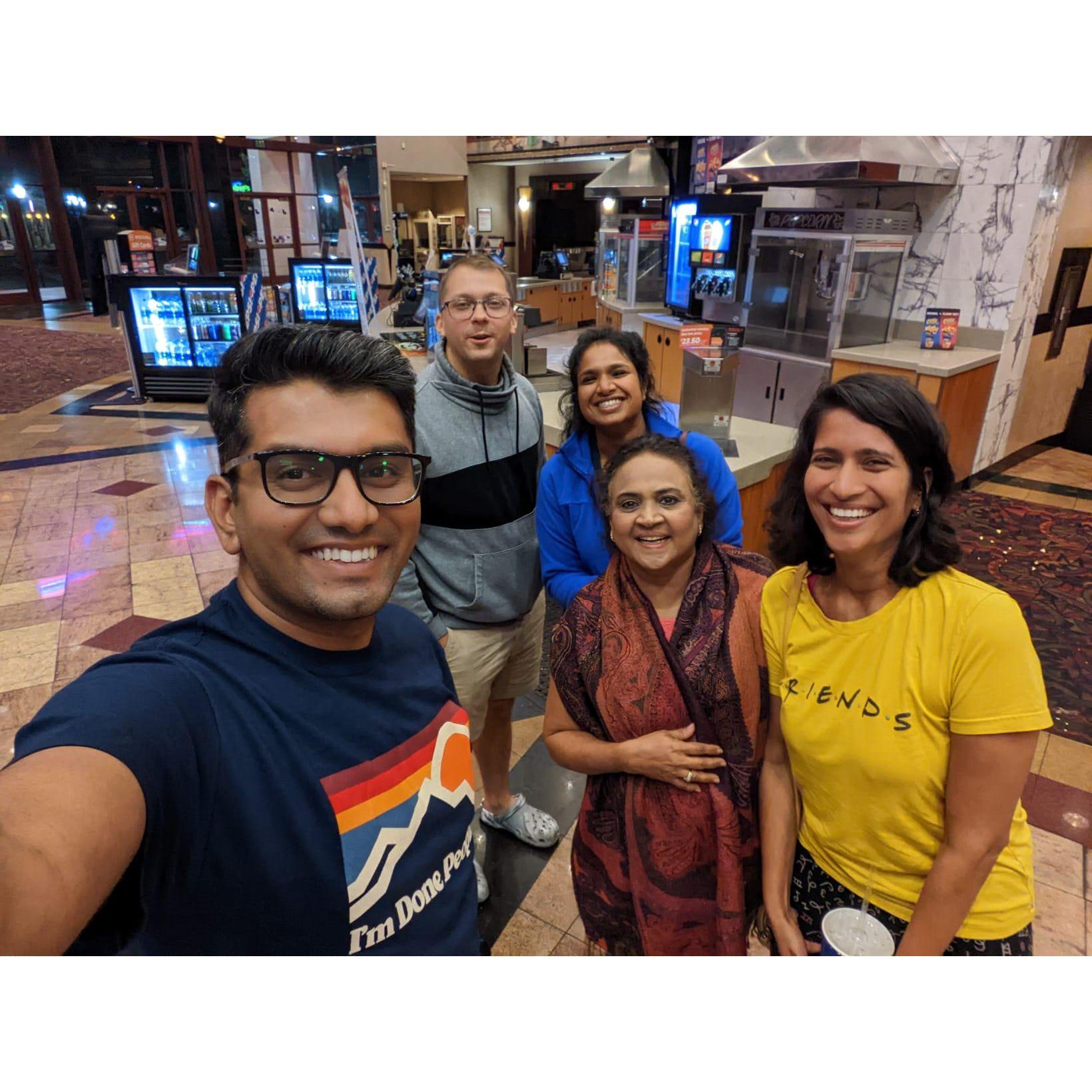 Tyler’s first Tamil movie night with Ambika’s mom and our fellow dog-loving friends — lots of laughs, culture, and snacks!