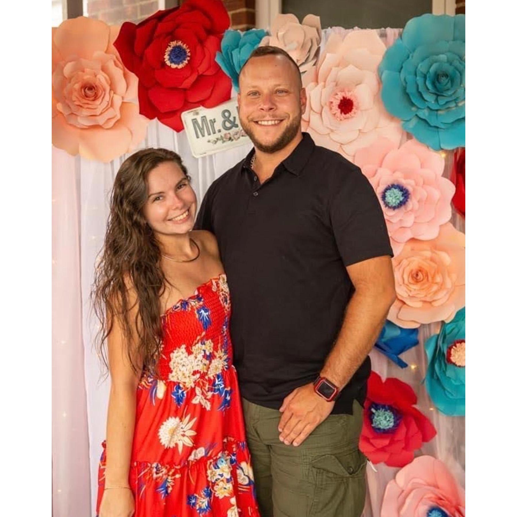 Posing at our friends' bridal shower!
