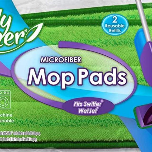 Swiffer WetJet Compatible, Microfiber Mop Pads by Easily Greener, Reusable Refills, Fits Wet Jet, 2 Count