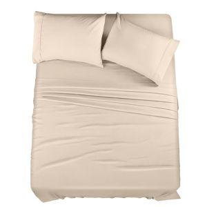 Utopia Bedding King Sheet Set – 4 Piece Bed Sheets for King Size Bed, Soft and Breathable Microfiber, Includes 1 Fitted Sheet, 1 Flat Sheet and 2 Pillowcases (Beige)