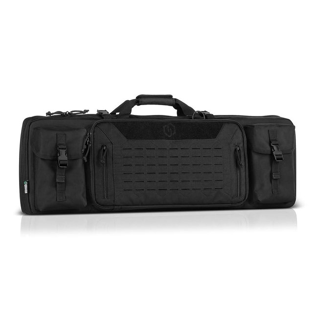 Savior Equipment Urban Warfare Tactical Double Long Gun Bag Case Backpack w/Pistol Handgun Case, Lockable Zipper, Padded Side Carry Strap, Available Length in 36" 42" 46" 51" 55"