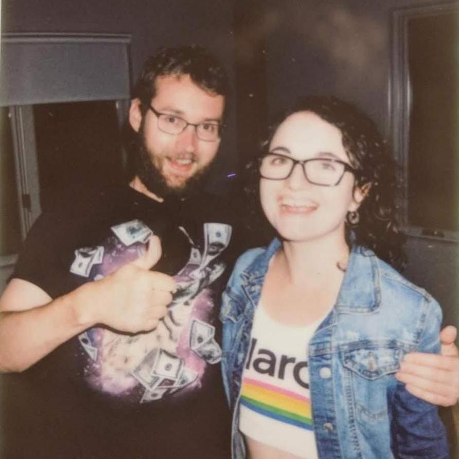 Phone pic of a polaroid from a house party, and our first couple photo posted on social media in August 2018