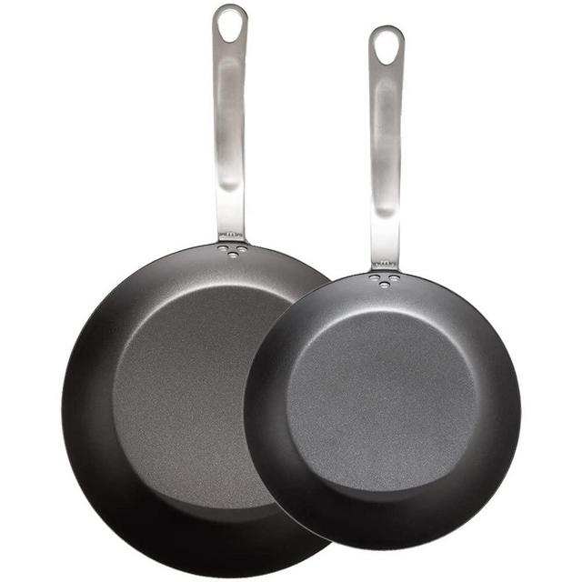 Made In Cookware - 2 Piece (Includes 10",12") Seasoned Blue Carbon Steel Frying Pan - (Like Cast Iron, but Better) - Professional Cookware Sweden - Induction Compatible