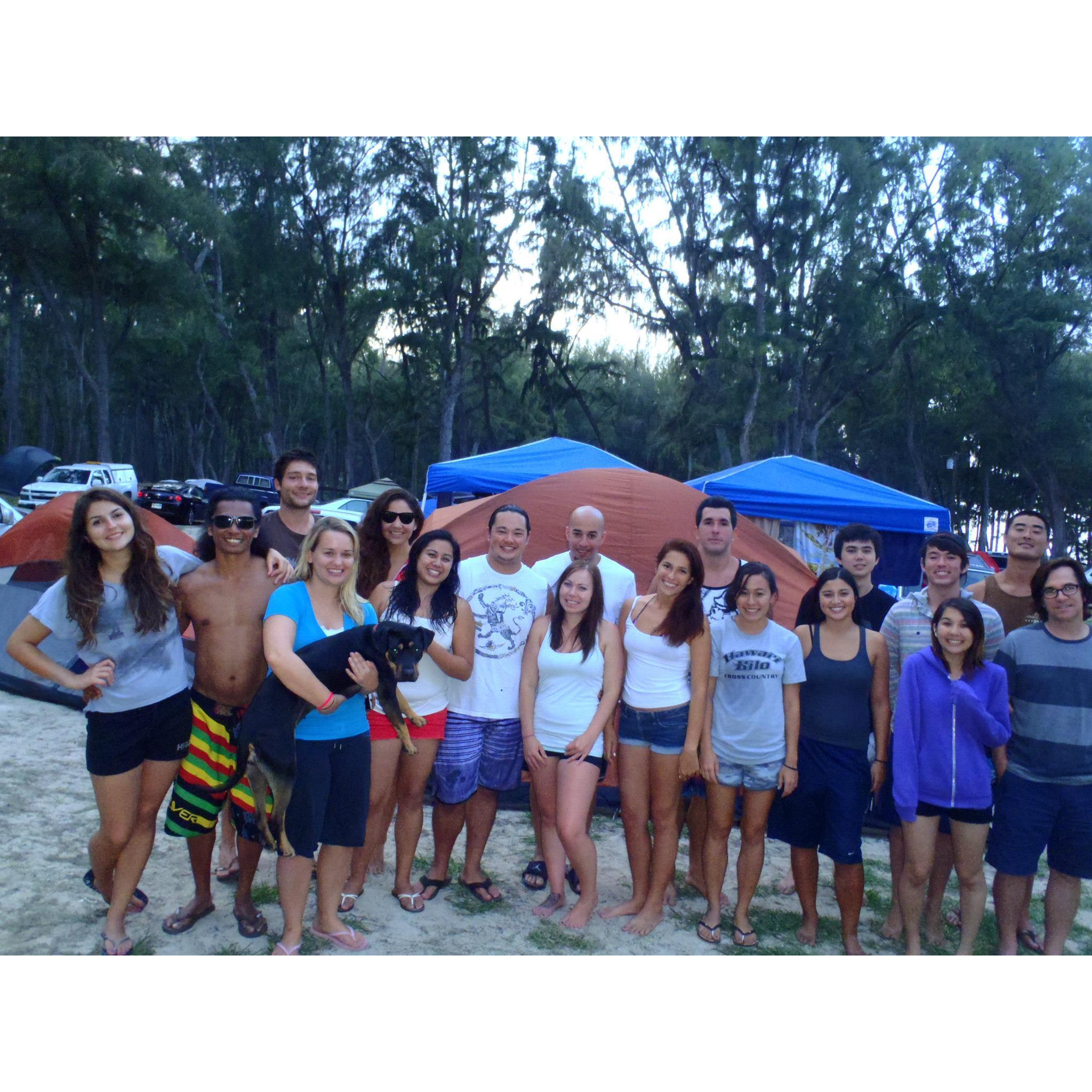 Our first time camping together with friends! Xavier (next to Cameron) was our "matchmaker" in 2013.