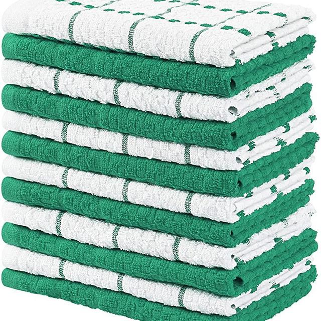 Utopia Towels Kitchen Towels, 15 x 25 Inches, 100% Ring Spun Cotton Super Soft and Absorbent Green Dish Towels, Tea Towels and Bar Towels, (Pack of 12)