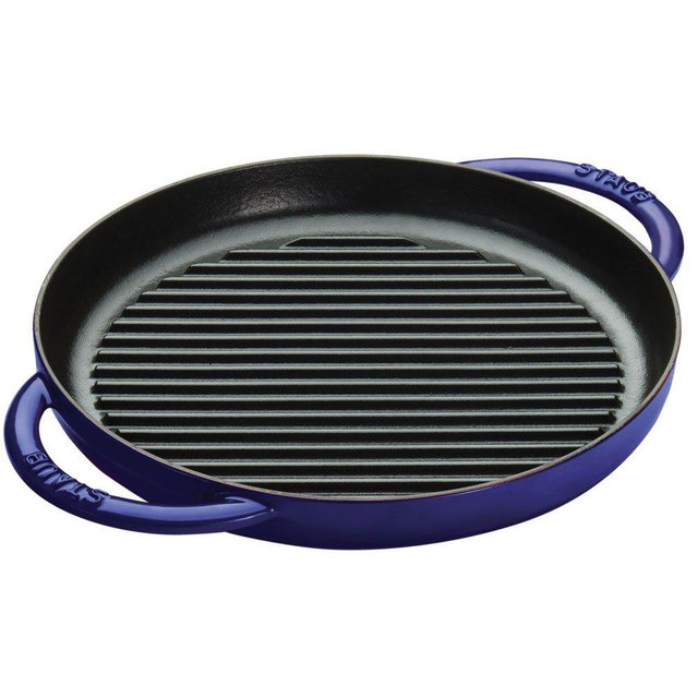 Staub Round Double Handle Pure Grill - Dark Blue - 10