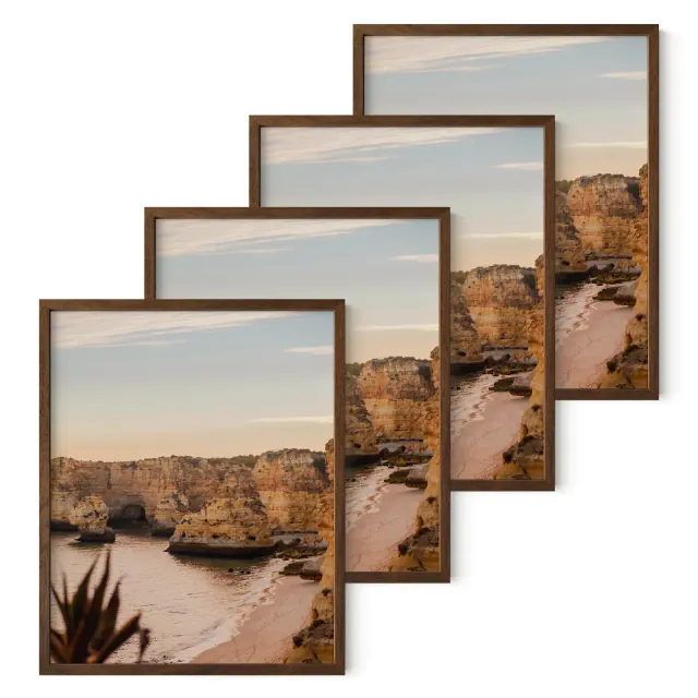 Haus and Hues Set of 4 Picture Frame with Plexiglass Cover, Walnut Oak, 11x14
