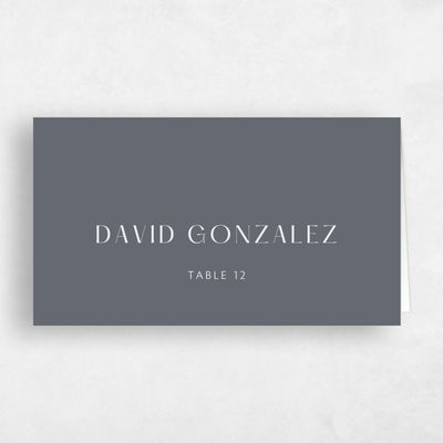 Charcoal, Grey Wedding Place Card - Corinth