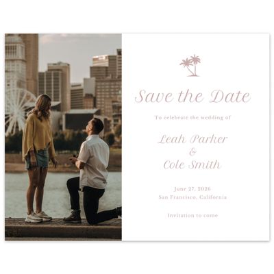 Grayed Mauve, Pink Wedding Digital Save the Date - Mauritius Photo