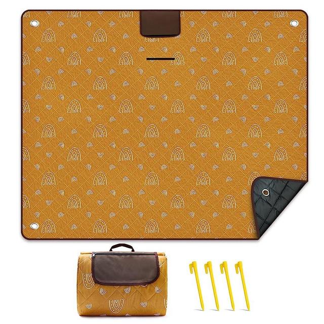 Picnic Blankets 79"x79", Waterproof Foldable Picnic Mat, Extra Large Outdoor Blanket for Camping on Grass, Portable Sandproof Beach Blanket for Travel Hiking, 3 Layer Thick Picnic Rug(Rainbow Pattern)