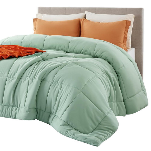 Bedsure Comforter Duvet Insert - Quilted Comforters Queen Size, All Season Duvet, Down Alternative Bedding, with 8 Tabs, Gifts for Women/Men, Sage Green, Queen 88 x 88 Inches