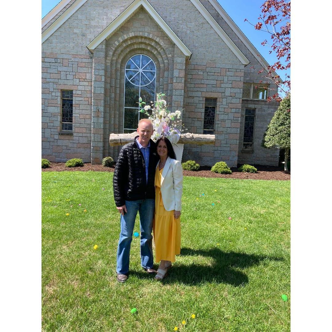 Holy Name of Mary, Bedford, April 2023. Me in yella with my fella.