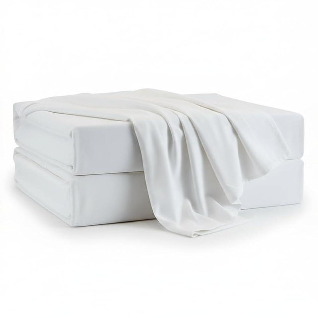 Sleep Haven 300 Thread Count 100% Viscose from Bamboo Sheets – Cooling Sateen Weave Bed Sheet Set, 18” Deep Pocket for Thick Mattresses (White, King (U.S. Standard))