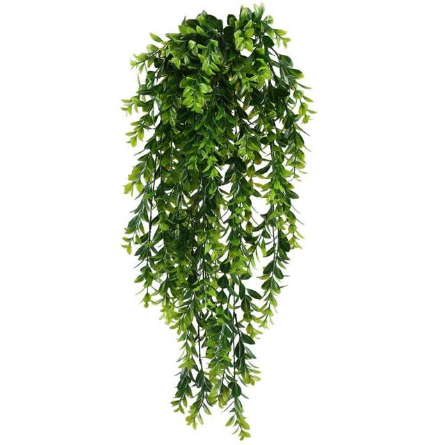 HUAESIN Fake Hanging Plants 2pcs Fake Plastic Hanging Greenery Leaf Plant UV Artificial Farmhouse Greenery Plants Cover for Home Shelve Wall Indoor Outside Hanging Basket
