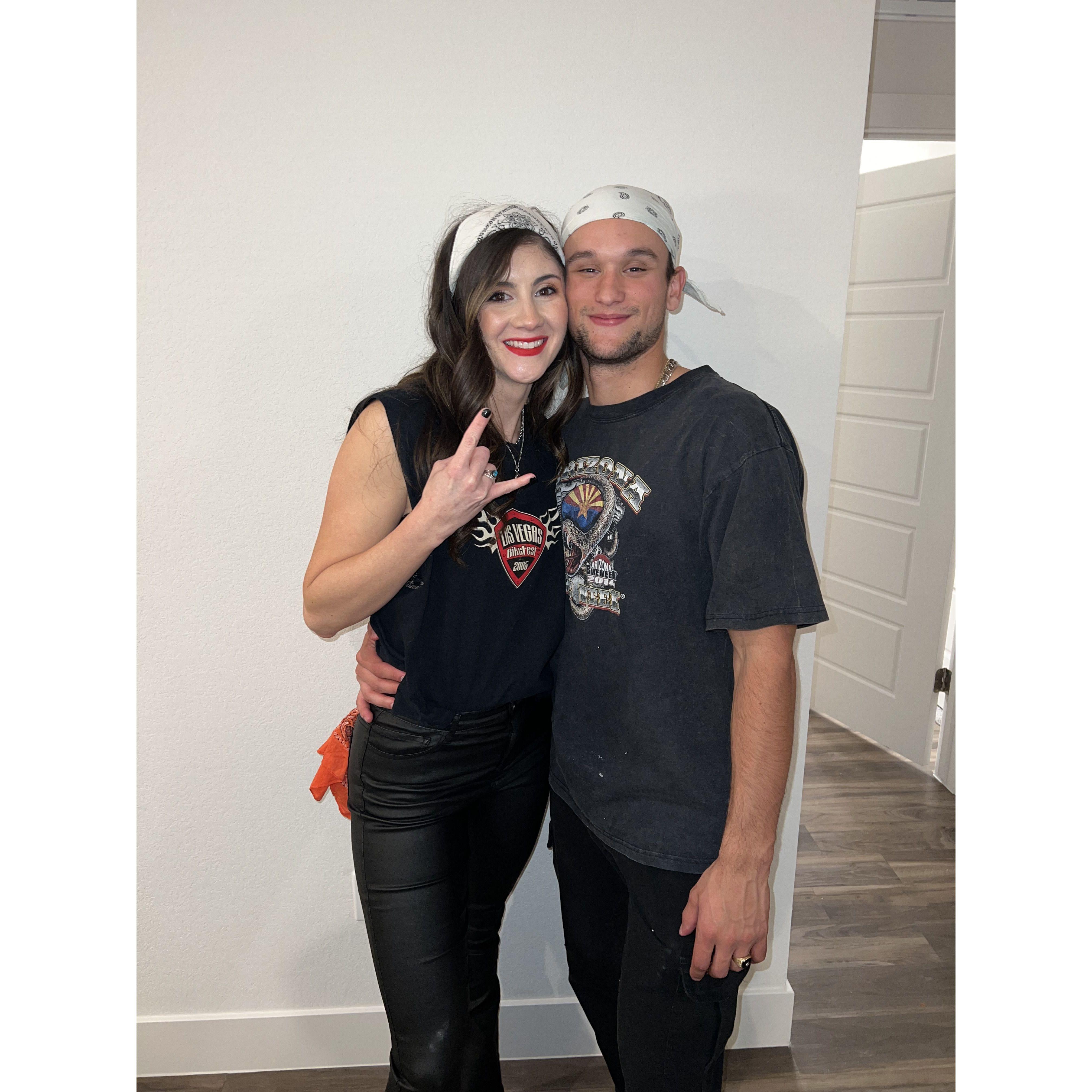 Our first date dressed as bikers!