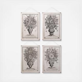 Vintage Floral 4-Piece Wire Hanger Set
