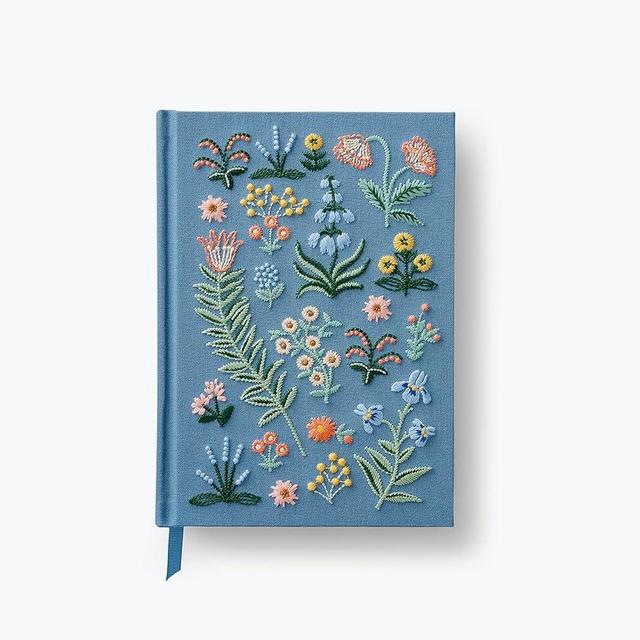 RIFLE PAPER CO. Menagerie Garden Embroidered Journal | 400 Ruled Pages, Cloth Cover with Floral Embroidery & Grosgrain Ribbon Bookmark, (Lay-Flat Binding, 8" L x 5.75" W)