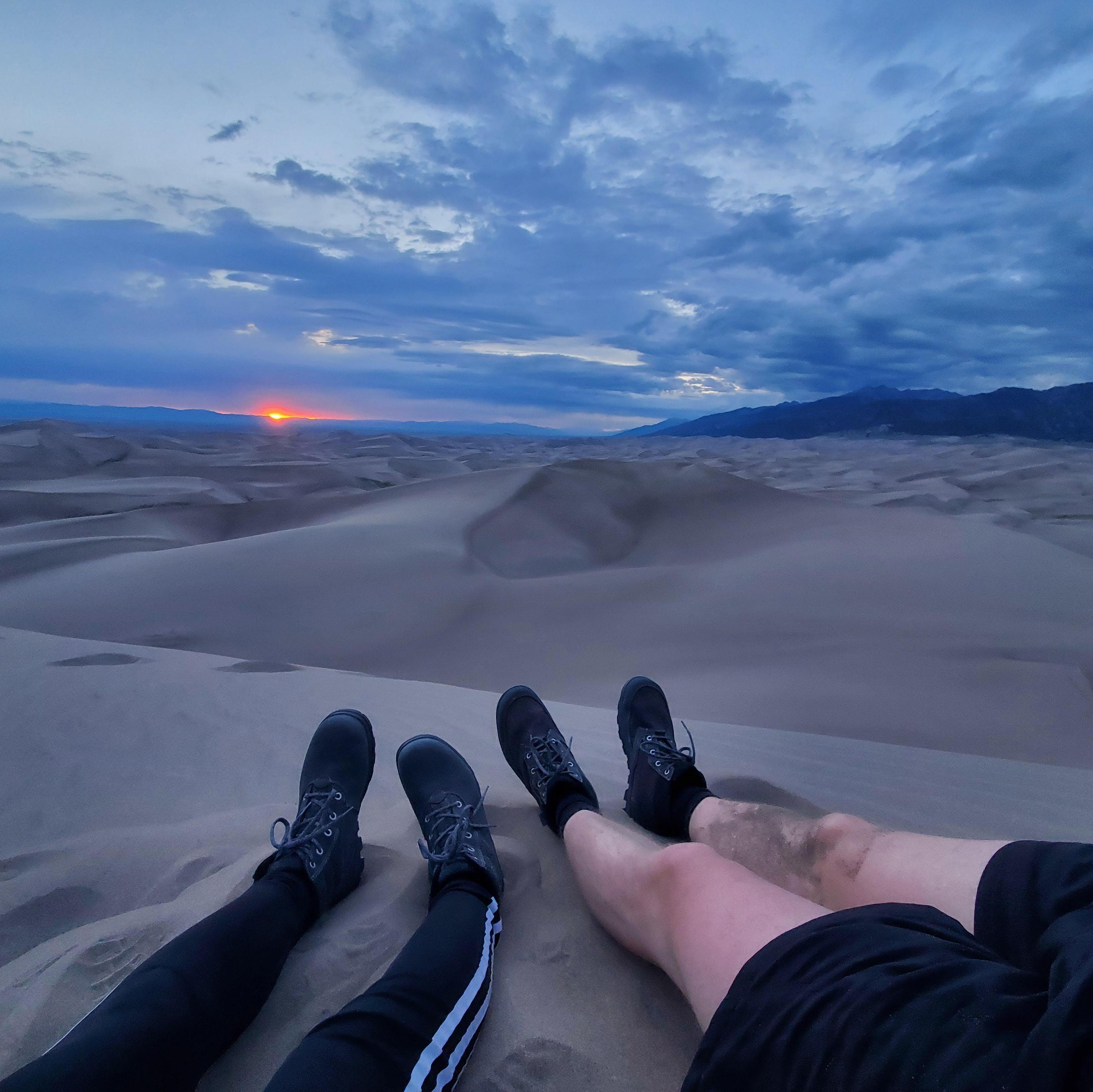 Made it to the stop of the tallest dune right at sunset. At Great Sand Dunes National Park.