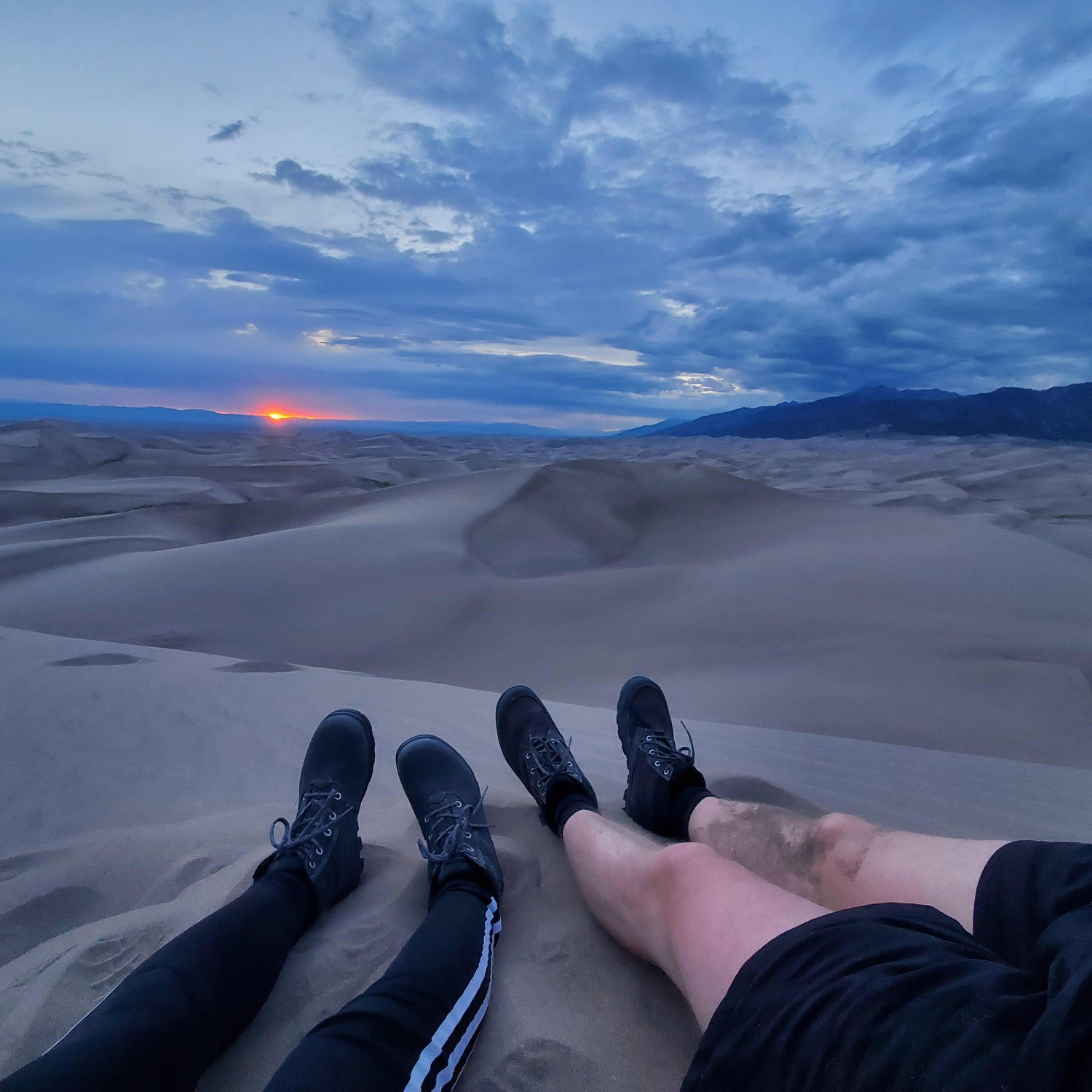 Made it to the stop of the tallest dune right at sunset. At Great Sand Dunes National Park.