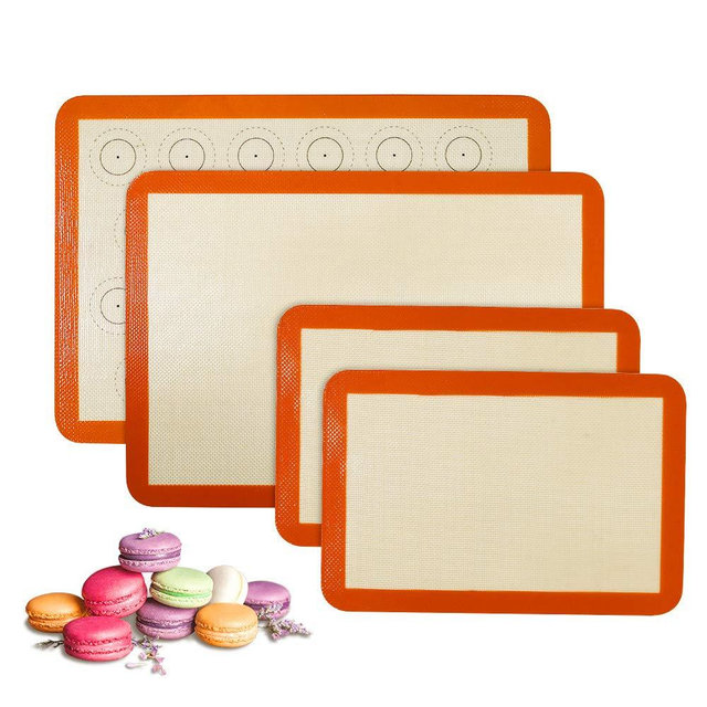 Silicone Baking Mat Set of 4 Half Sheet Non Stick Reusable Silicone Pastry Baking Mat for Bake Pans & Rolling - Macaron Making Counter Mat, Dough Rolling Mat