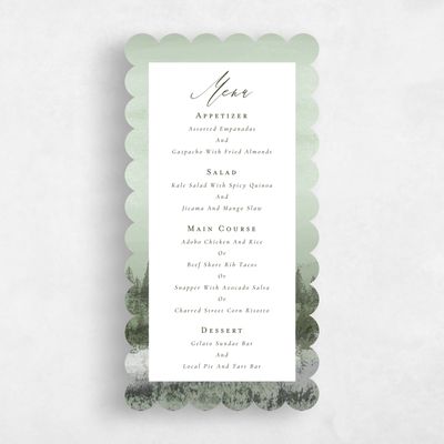Green Scalloped Wedding Menu - Rockford