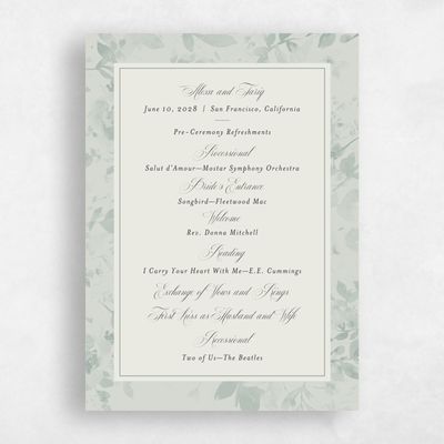 Rich Sage, Green Wedding Program - Hermine